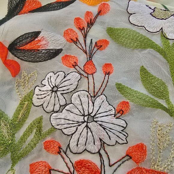 MOOERKERR Dress Floral Embroidered Body Sleeveless Back Zip Sz M - Picture 8 of 13